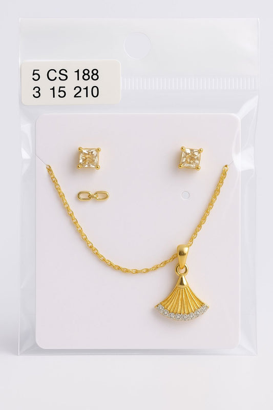 Gold-Plated Fan Pendant Necklace