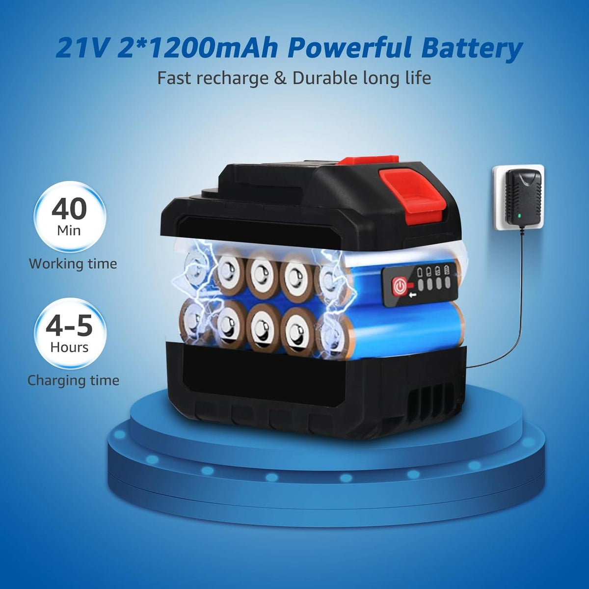 21V High-Pressure Cordless Water Cleaning Gun with Rechargeable Battery