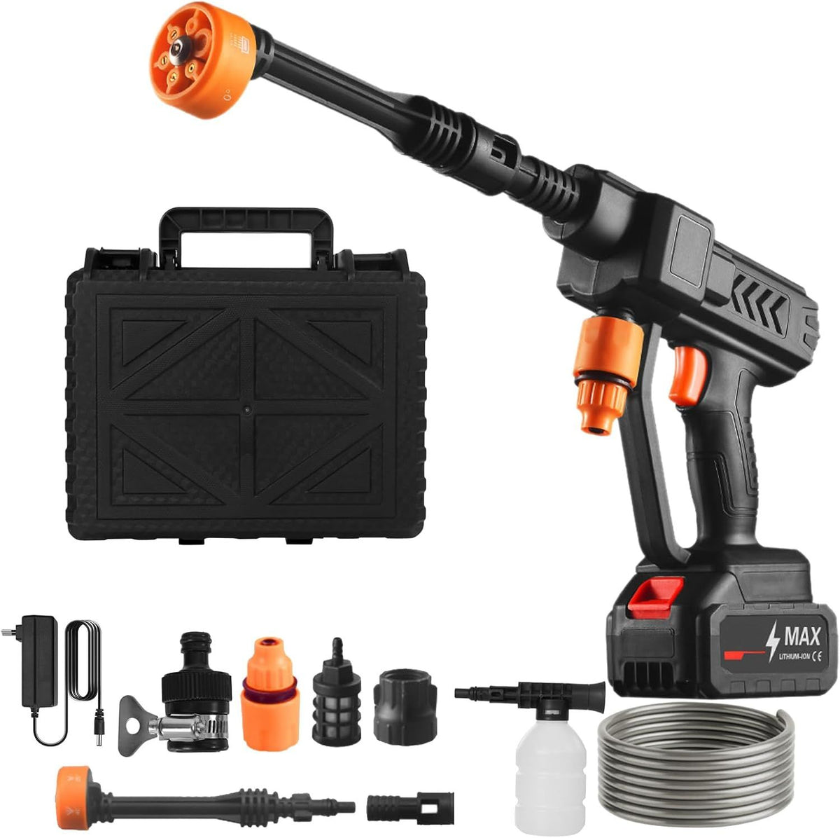 21V High-Pressure Cordless Water Cleaning Gun with Rechargeable Battery