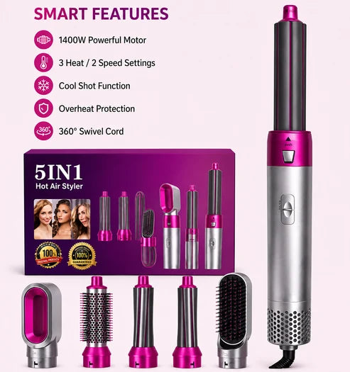 GlamAir 5-in-1 Hair Brush Styler /جلام إير ٥ في ١ لتصفيف الشعر